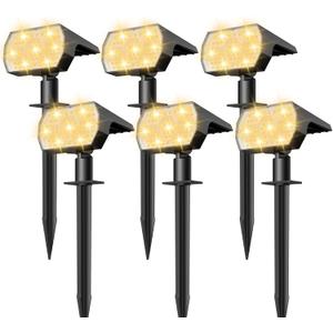 NYMPHY Solar Lights Outdoor Waterproof IP68, 56 LED 3 Lighting Modes Solar Powered Garden Yard Spot Solar Lights for Christmas Outside Landscape - Pack of 6 (Warm White)