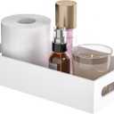 White Toilet Basket Tank Tray, Acrylic Bathroom Basket, Back of Toilet Organizer for Paper Storage, Anti-slip and Moisture-proof