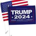 Trump 2024 MAGA American Flags Pack Vehicle Auto Decorations for Window Decor Pro-Trump President Make America Great Again Bandera para Carros Outdoor Pole Accessories Made in USA
