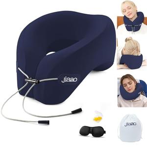 jiaao Travel Neck Pillow Memory Foam- 2025 Upgraded Airplane Pillow, 3D Eye Masks, Earplugs and Storage Bag, U Shaped Napping Pillow for Travel, Home, Office, and Gaming