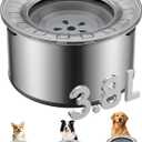 Heouvo 1 Gallon Large Dog Water Bowl No Spill,Anti Digging Lid & Rubber Bottom Spill Proof Dog Bowl, Anti Splash Mess Dripless Slow Drinking Stainless Steel Water for Sloppy Messy Drinkers Car (3.8L, Gray)