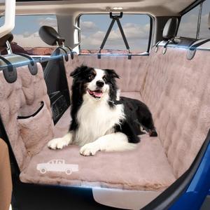 XL Hard Bottom Plush Furry Fuzzy Dog Seat Cover for Crew Cab Truck