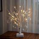 Riakrum White Artificial Birch Tree Centerpiece for Tabletop 18 Inch Wedding Valentine's Day Parties with Ornament Desktop Decoration for Xmas Birthday Party Decor