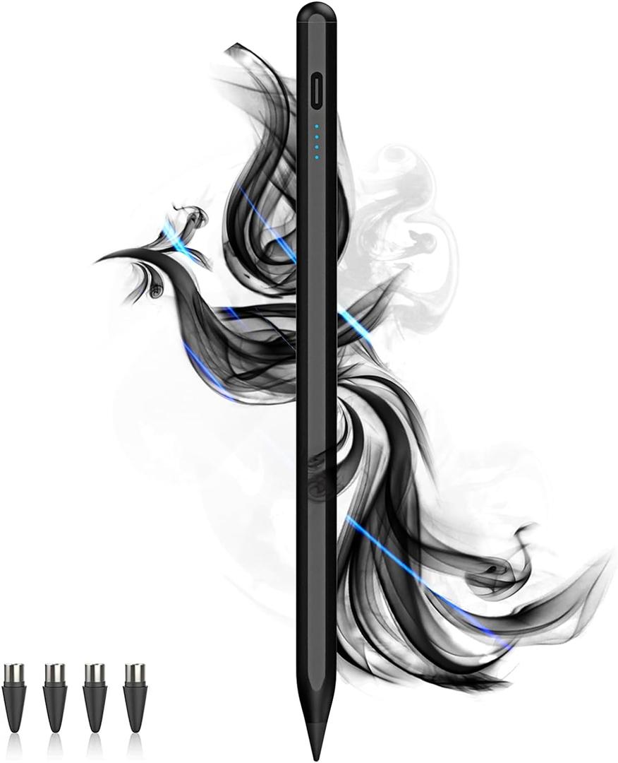 Stylus Pens for Touch Screens Power-Display Tablet Pen POM Tip Magnetic Digital Touch Pen Compatible with iPhone/iPad/iPad Pro/Lenovo/and Other iOS/Android Smartphone and Tablet Devices (Black)