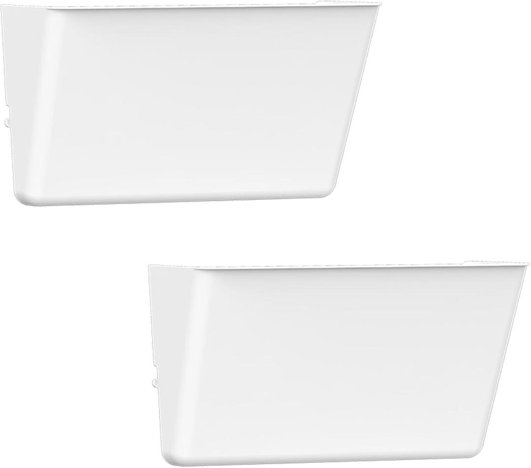 Clear Acrylic Single Pocket, Plastic Hanging Wall Mount File Holder for Office Home (White, 2 Pack)