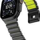 NewWays Stainless Steel & Silicone Hybrid Band for Apple Watch Ultra 3 2 1 (49mm) & Series 11 10 9 8 7 6 5 4 SE 46mm 45mm 44mm Link Bracelet Magnetic Clasp Sport Metal Strap for Men