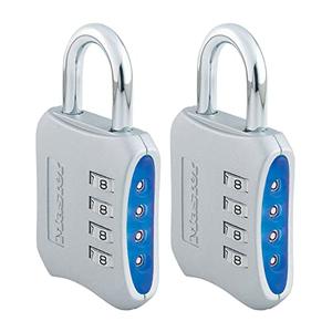 Master Lock Resettable Combination Locker Lock, Lock for Gym and School Lockers, Blue, 2 Pack, 653BLUE