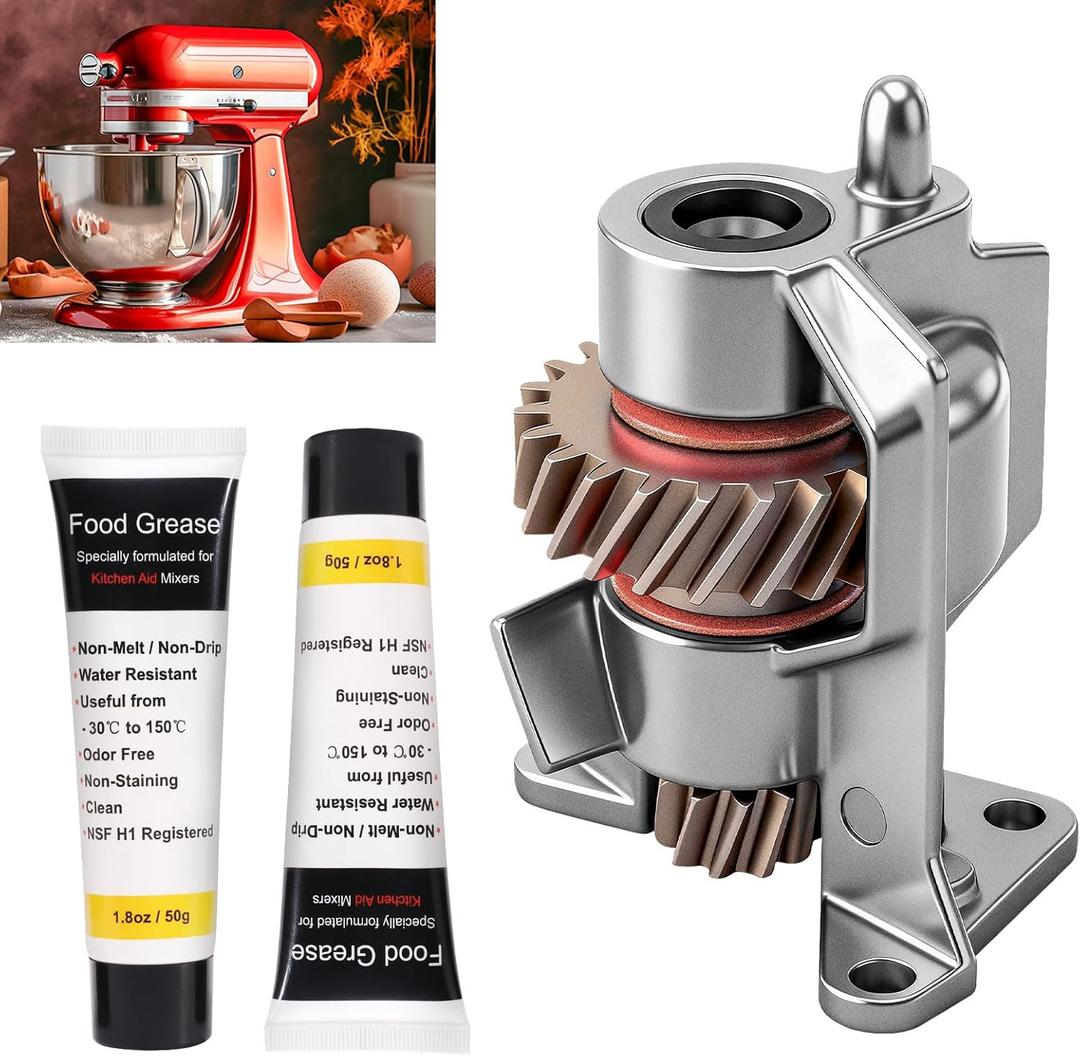 Upgrade Material WP240309-2 240309-2 Worm Drive Gear & Bracket Kit W/Food Grade Grease for Whirlpool Kitchen-aid Mixer 4162100 4162101 4169907 4169941 4170007 4176130 949544