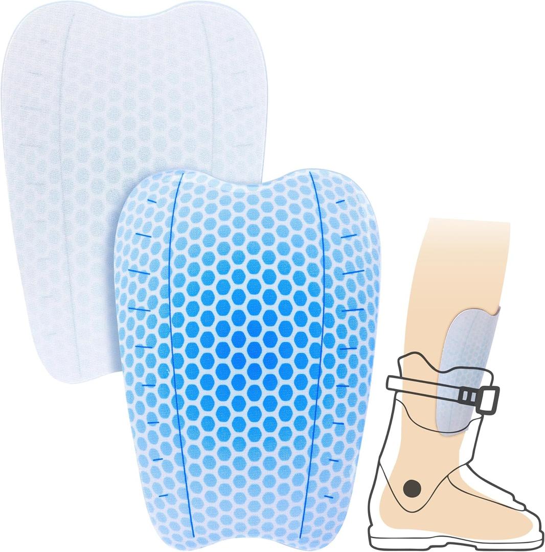 2Pcs/4Pcs Ski Guards Gel Pads, 6 x 4 Inch Snowboard Shin Pads, Reusable Ski Shin Protector Pad for Ski Boot Liner Reducing Pressure