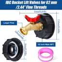 275-330 Gallon IBC Tote Tank Adapter,IBC Tote Adapter, 2.44" Fine、2 "Fine, and 2" Coarse Thread,1/2" Male NPT Inlet Threaded Brass Hose Faucet Garden Hose Connector (1/2 Inch IBC Tote Adapter)