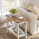 VASAGLE 2-Tier End Table, Side Table with Bottom Shelf, Nightstand for Small Spaces, for Living Room, Bedroom, Farmhouse Style, Rustic White and Honey Brown ULET235W01