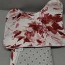 4 Pcs Burgundy Watercolor Floral Shower Curtain Sets with Rug, Toilet Lid Cover and Bath Mat, Botanical Flower Shower Curtain for Purple Bathroom Decor, White Fabric Waterproof Bathroom Set