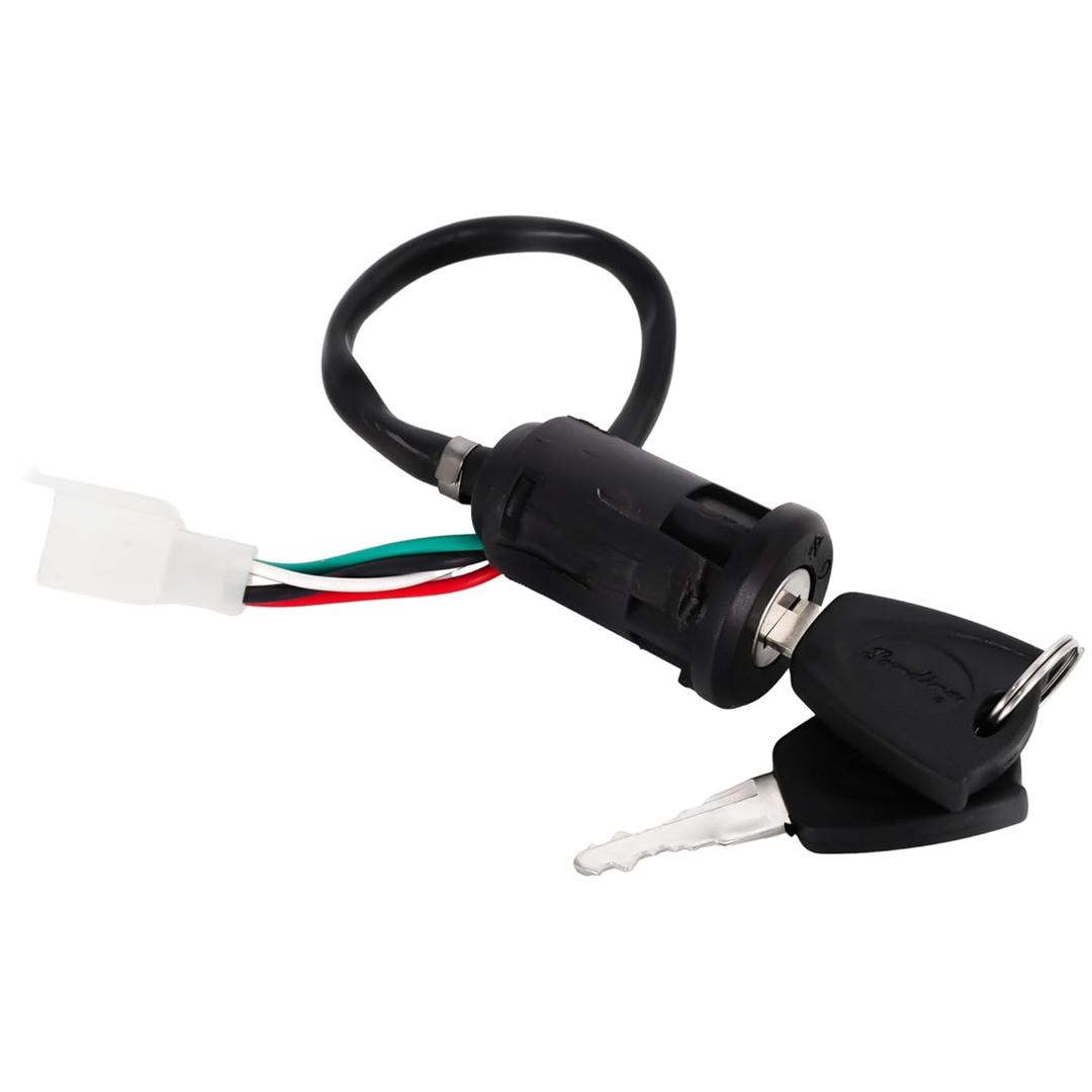 RUTU Ignition Switch with Key 4 Wire for 50cc 90cc 110cc 125cc TaoTao Sunl Coolster Apollo Chinese ATV Dirt Pit Pocket Bike Scooter Motorcycle Quad Go Kart 4 Wheeler Parts