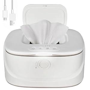 Baby Wipe Warmer, Innovative Spring Design, Large Capacity Wipes Dispenser and Diaper Wipe Warmer with Night Light, Fast and Even Heating, Temperature Display, 3 Modes of Temperature Heating Control