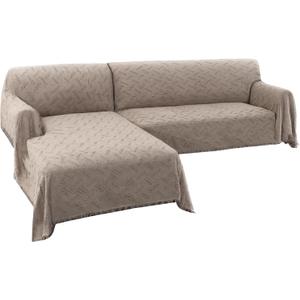 Turquoize Sectional Couch Covers L Shape Couch Cover Sectional Sofa Cover Washable 2 Pieces Couch Covers for Sectional Sofa Feature Geometrical Woven Jacquard Fabric (Chaise/3 Seats, Sand)