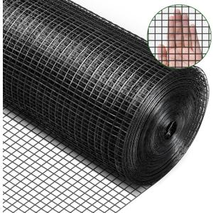 Rengue Black Hardware Cloth 1/2 Inch 48" x 100' 19 Gauge, PVC Coating Wire Fence Rolls Vinyl Coated Welded Chicken Wire Mesh for Poultry Netting Cage Fence, Tree Guard Rolls, Chicken Coop