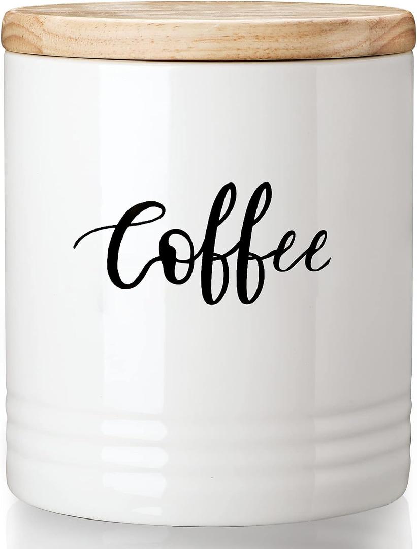 LEETOYI Porcelain Food Storage Containers with Lid, 4.5 Inch 31oz White, Labeled Coffee