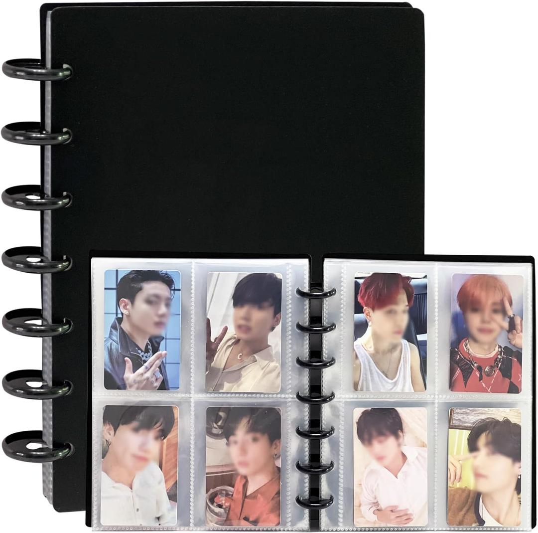 Kpop Photocard Binder with 30Pcs Inner Pages 3 Inch Photocard Holder Book Sleeves A5 Idol Card DIY Collector 23 Polaroid Photo Album, Black