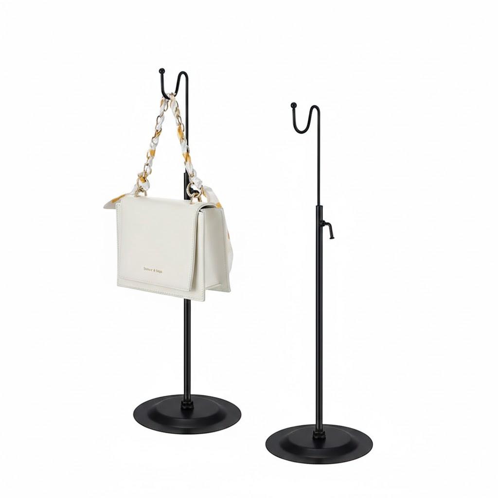 Therwen 2 Pcs Bag Display Stands Purse Display Stand Adjustable Height Handbag Holder for Home Boutique Store Counter Retail(Black