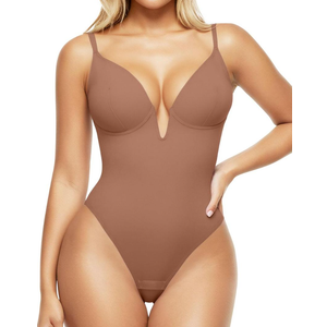 Popilush Shapewear Bodysuits for Women - Tummy Control Body Suits for Womens Deep V Corset Tops Thong Concert Outfits size M