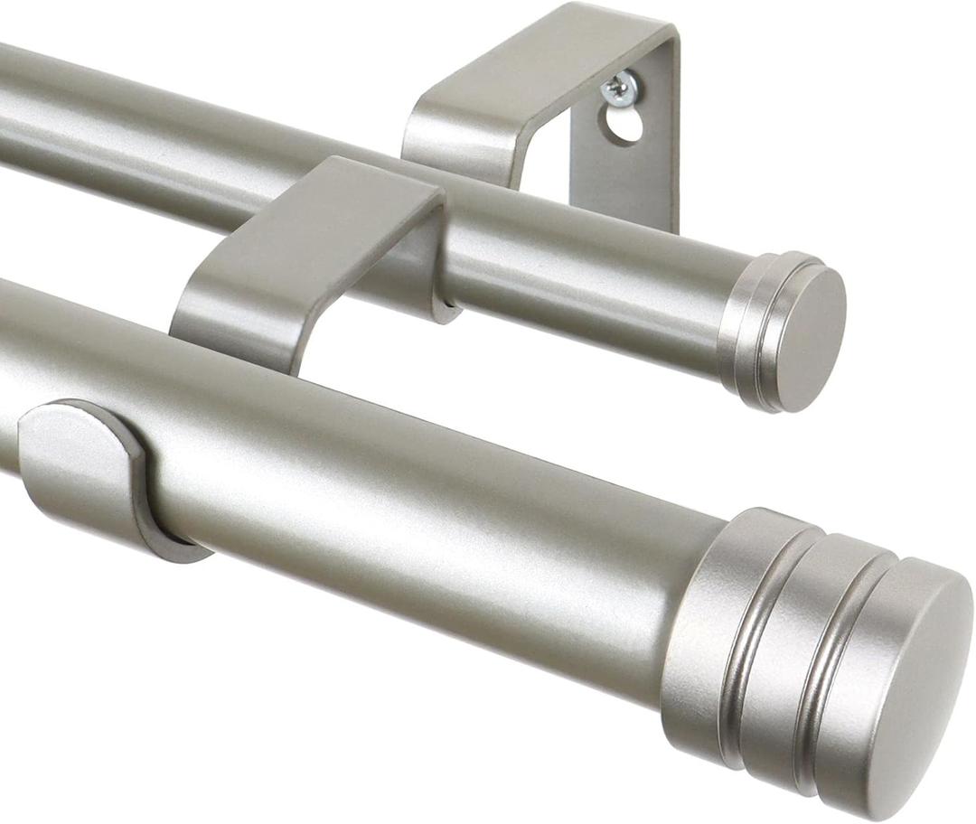 Double Curtain Rod silver, 32"-144" 