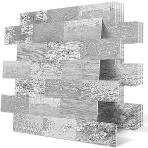 DEWOO Peel and Stick Backsplash Self Adhesive Wall Tile Farmhouse Retro Wood Look for Kitchen (10-Sheet, 13.5" x 11.4")