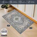 PURRUGS Vintage Farmhouse Boho Throw Rug 2x3 ft, Non-Slip Machine Washable Rug, Accent Oriental Area Rug for Entryway, Kitchen, Bedroom, Living Room and Dining Room, Periwinkle Gray/Soft Ivory