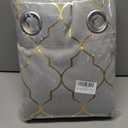 ZJDECOR Grey Full Blackout Window Curtain Panels with Gold Geo Moroccan Metallic Printed Pattern,Modern Grommet Drapes for Bedroom,Thermal Insulated Window Treatment,52" Wx84 L(Pack of 2),Grey/Gold