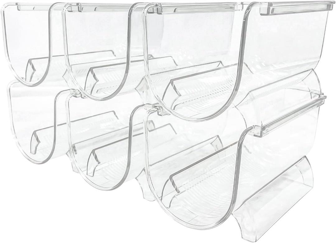 Sutekus 6 Pack Stackable Wine Rack Wine Holder Water Bottle Holder Plastic Counter Top Storage Organizer for Fridge, Cabinet, Pantry, Kitchen