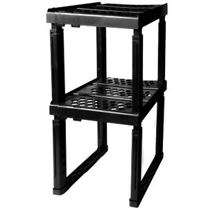 Locker Organizer Shelf, Adjustable Width and Height, Ideal for School, Office, and Gym Lockers (Black 2 Pack)