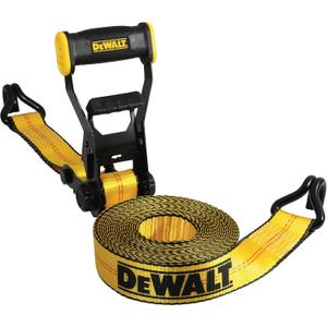DEWALT DXBC10000J Black/Yellow 2" x 27' Ratchet Tie Down Strap with Double J-Hook - Heavy-Duty Cargo Hauling (10,000 lb Break Strength)