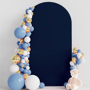 Wokceer 7.2FT Wedding Arch Cover Spandex Fitted Wedding Arch Stand Covers Round Top Navy Blue Chiara Arch Cover for Birthday Party Ceremony Banquet Decoration