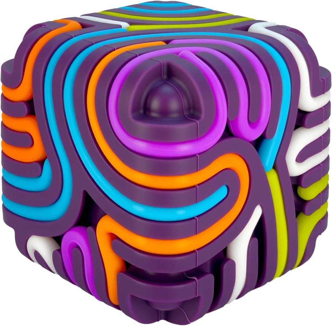 Sensory Activity Board:Sensory Activity Cube Silicone Fingertip Toys,for Kids & Adults Silence, No Confusion, Calm for Anxiety,ADHD & Autism |Portable 21 Strings |3 Years+(Purple)