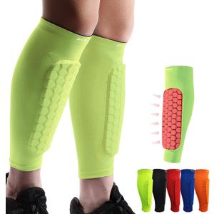 HiRui Soccer Shin Guards Shin Pads for Kids Youth Adult, Calf Compression Sleeve with Honeycomb Pads, Support for Shin Splint Baseball Boxing Kickboxing MTB, Lightweight(1PAIR), XS