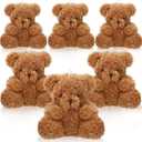 6 Pieces Mini Bear Plush Stuffed 4 Inch Small Bear Bulk Animal Toys for Baby Shower Party Favors Tiny Soft Doll Gifts for Graduation Keychain Bag Charm Supplies(Brown)