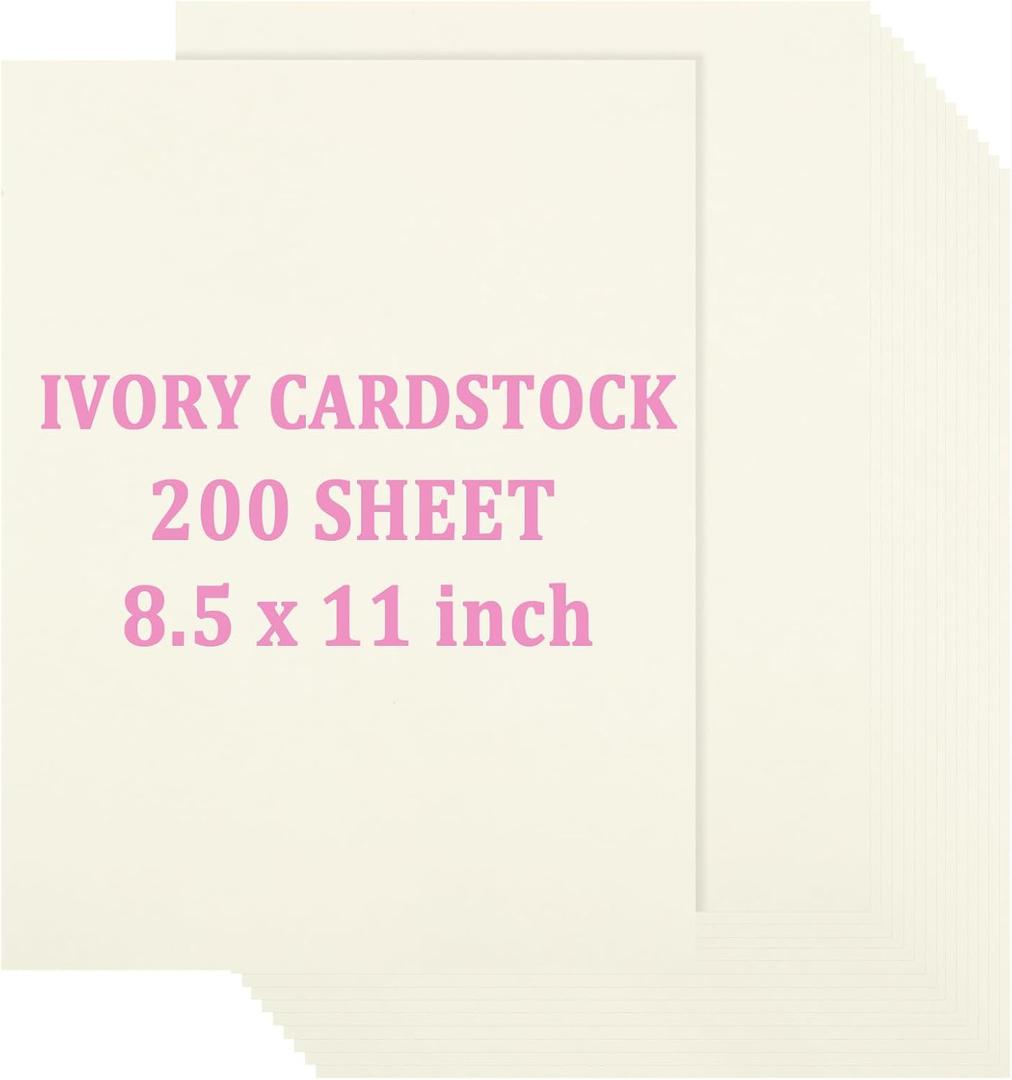 Acrux7 200 Sheets Ivory Cardstock 8.5 x 11 Inch Cream White Card Stock Paper 110lb/300gsm Resume Paper Ivory Cardstock Printer Paper for Invitations, Resume, Certificates, DIY Crafts, Card Making Acrux7 200 Sheets Ivory Cardstock 8.5 x 11 Inch Cream White Card Stock Paper 110lb/300gsm Resume Paper Ivory Cardstock Printer Paper for Invitations, Resume, Certificates, DIY Crafts, Card Making