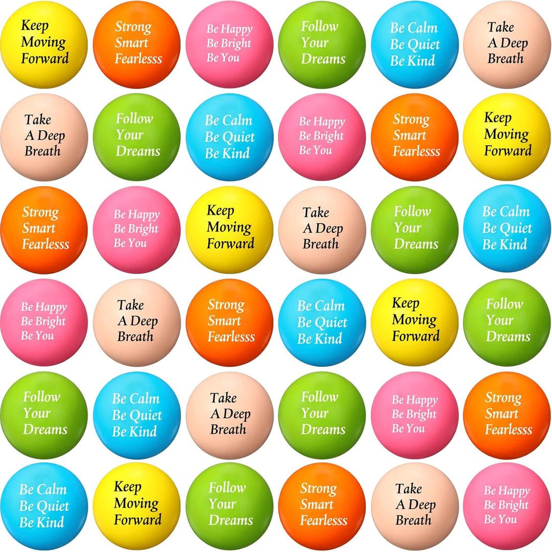 Aoriher 60 Pcs Motivational Stress Balls Quotes Inspirational Funny Colorful Foam Balls Bulk Hand Exercise Stress Relief Gift for Office Small Anxiety Toys for Encouraging(Multi Colors,Classic)