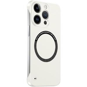 Frameless Magnetic Series Designed for iPhone 16 Pro Max Case[Compatible with MagSafe] Borderless Ultra Thin Slim Fit,Lightweight Minimalist Hard PC Yet Protective Shockproof Cover,White