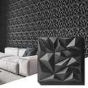 Art3d 50-Pack 3D Wall Panels for Interior Wall Decor, Modern Diamond Textured Accent Wall Paneling for Gaming Living Room TV Wall Background, 12 x 12 inch Black