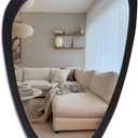 Irregular Asymmetrical Wall Mirror Frame Mirror, Abstract Mid Century Decorative Decor for Entryway Bedroom Vanity Living Room, Hanging Vertically or Horizontally, 24"x36" (Black)