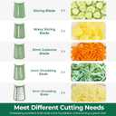 SUSTEAS Rotary Cheese Grater with Handle - Vegetable Shredder with 5 Well-designed Blades & Strong Suction Base,Round Mandoline Slicer & Food Chopper for Kitchen,with Blade Storage Box(Retro Green)
