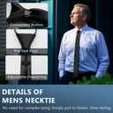 Skinny Ties for Men Pre-tied Adjustable Men's Ties, Solid Color Men's Neckties for Business Wedding Casual Graduation (Black)