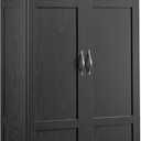 Sauder Tall Storage Cabinet, Black, 4 Adjustable Shelves, Multi-Room Use, L: 29.69" x W: 16.34" x H: 71.10"