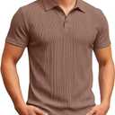 Men's Polo Shirts Short Sleeve Plain Polo Shirt Knitted Summer Shirt Leisure T Shirts Regular Fit Holiday Polo Shirt Textured Summer Clothing Shirt Knitted Fashionable Golf Shirts, XL