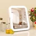 ROLOVE 8x10 Inch Lighted Vanity Mirror, 3-Color Dimmable LED Lighting & Touch Control, Portable Makeup Mirror with U-Bracket for Travel/Dressing Room (White)