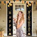Birthday Door Banner 12x71 Inch Gold Black Happy Birthday Vertical Letters Party Door Decoration Black and Gold Birthday Welcome Porch Sign Wall Hanging Celebration Backdrop (Colorful#4)