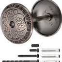 PATIKIL Door Hole Cover Plate 2 Inch Zinc Alloy Vintage Round Deadbolt Knob Hole Repair Cover Fits Doors 1-3/16" to 4-3/4" Thick for Hole Filling Decoration, Red Bronze