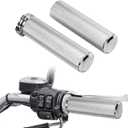 Motorcycle Handlebar Grips for 1" 25mm Hand Grips Aluminum Universal Fit for Harley Touring Dyna Softail Sportster XL 883 1200 (Chrome)