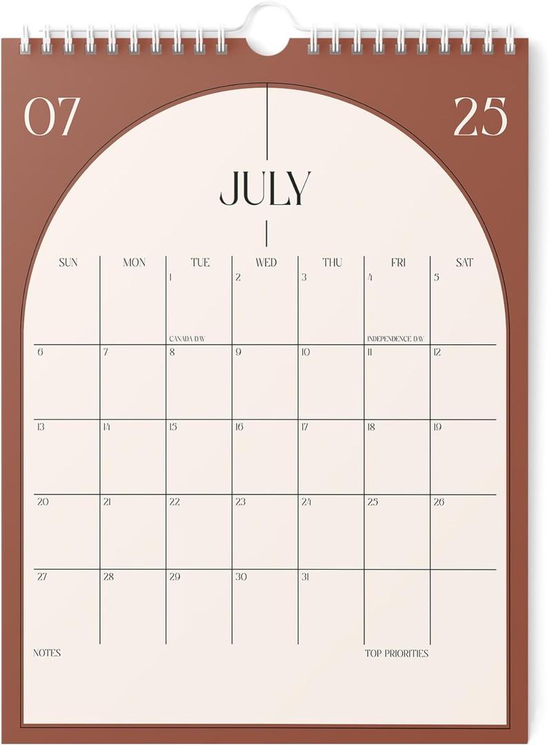 Karto Wall Calendar 2025-2026 - Vertical 8.5x11 inch July 2025 to December 2026 - Boost Your Productivity and Easy Planning with the Aesthetic Monthly Calendar - Boho Color (Medium)