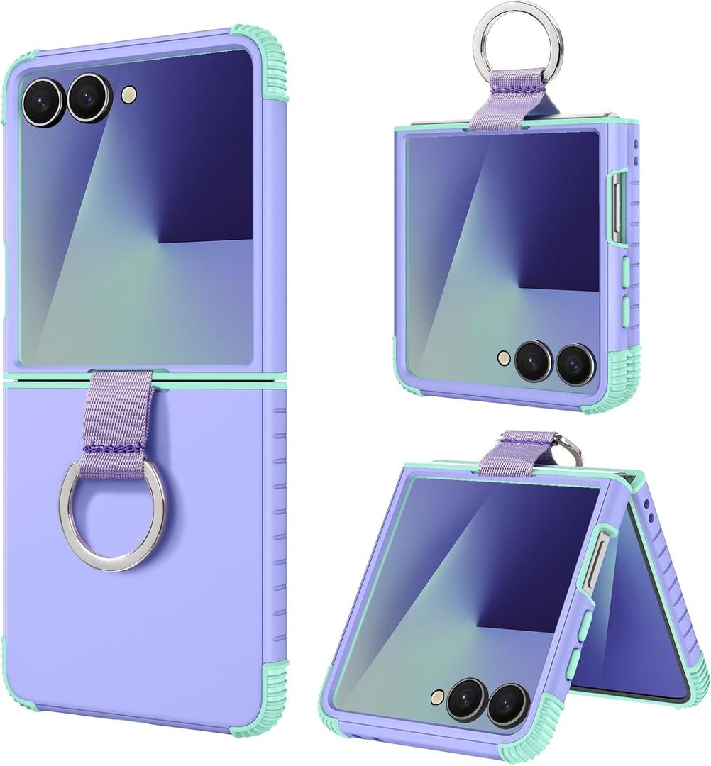 BENTOBEN for Samsung Galaxy Z Flip 7 5G Case with Ring, Heavy Duty 2 in 1 Full Body Rugged Galaxy Z Flip7 Case Girls Women Boy Men Shockproof Protection Cases Cover for Samsung Z Flip 7 6.9, Purple